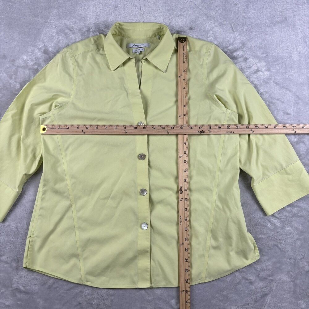 Foxcroft Dress Shirt 3/4 Sleeve Button Up Sz 14 Yellow Cotton Office Casual Top - Picture 8 of 13